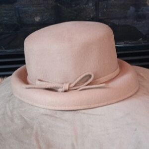 Classic Blush Wool Felt Bow Hat